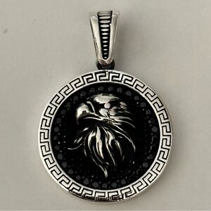 925 Silver eagle pendant with black cz